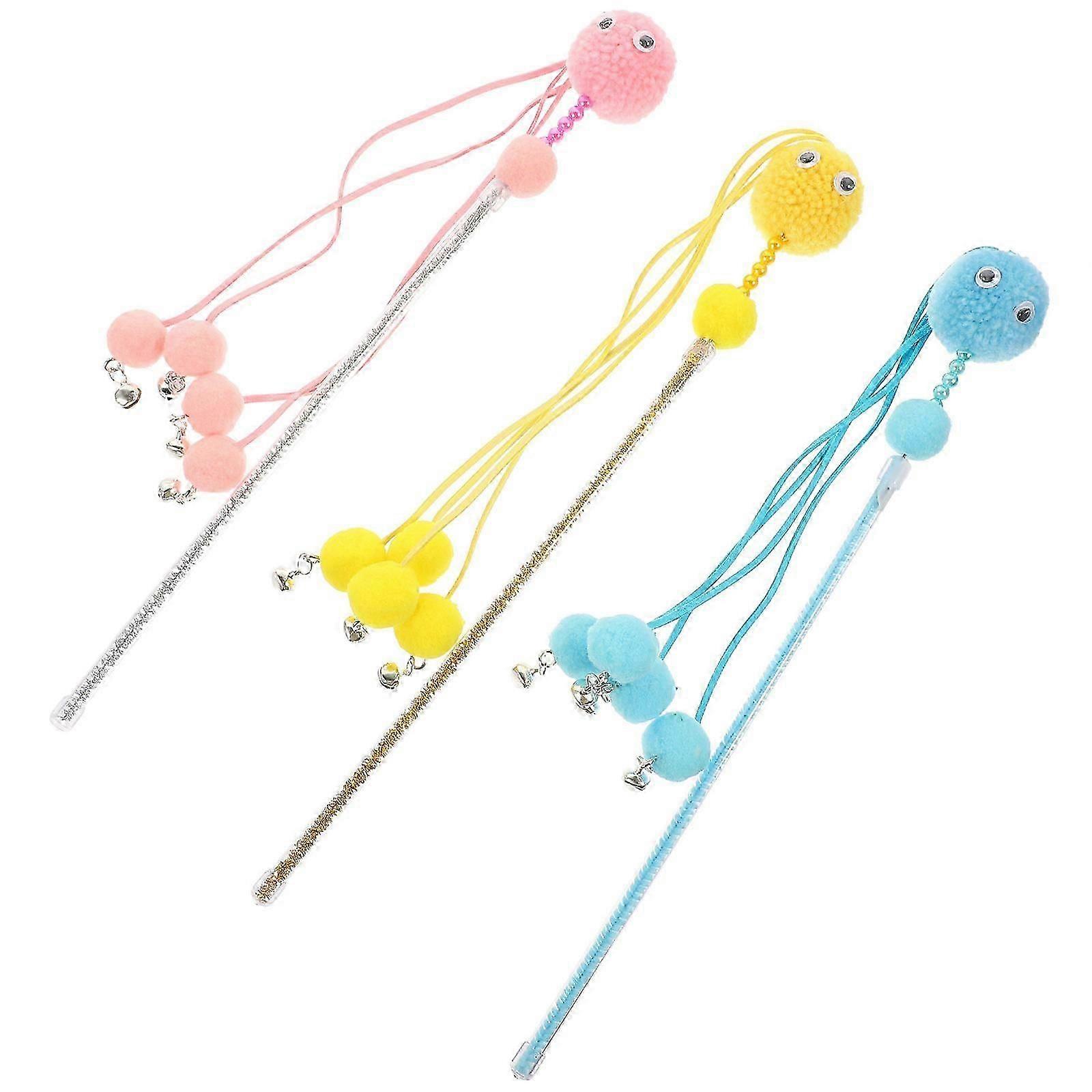 Cat Teasing Wand Interactive Indoor Cat Toy Plaything 3Pcs