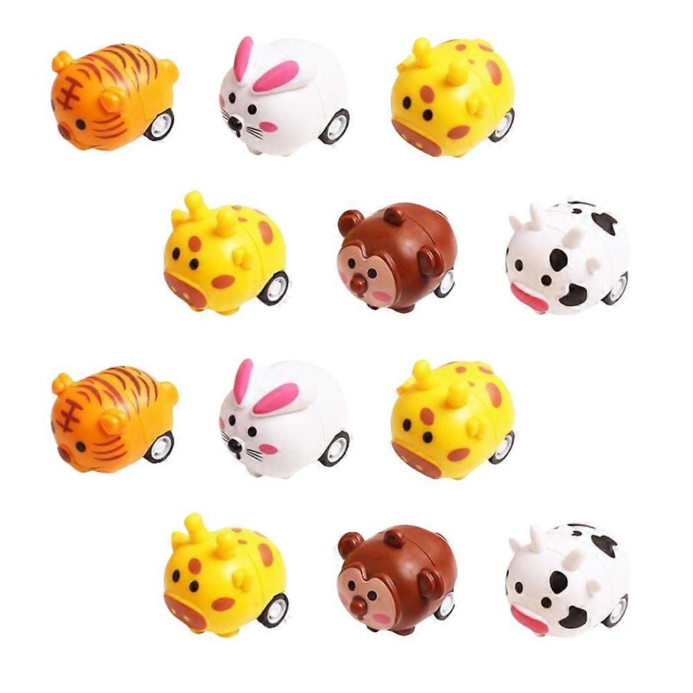 12pcs Adorable Shape Pull-back Car Toys Children Playthings (Random Style)