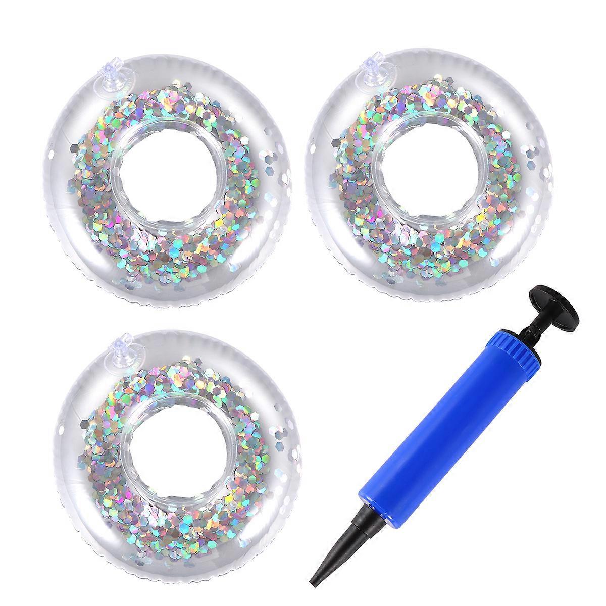 Floating PVC Cup Holder for Children Use 1Set Inflatable Silver
