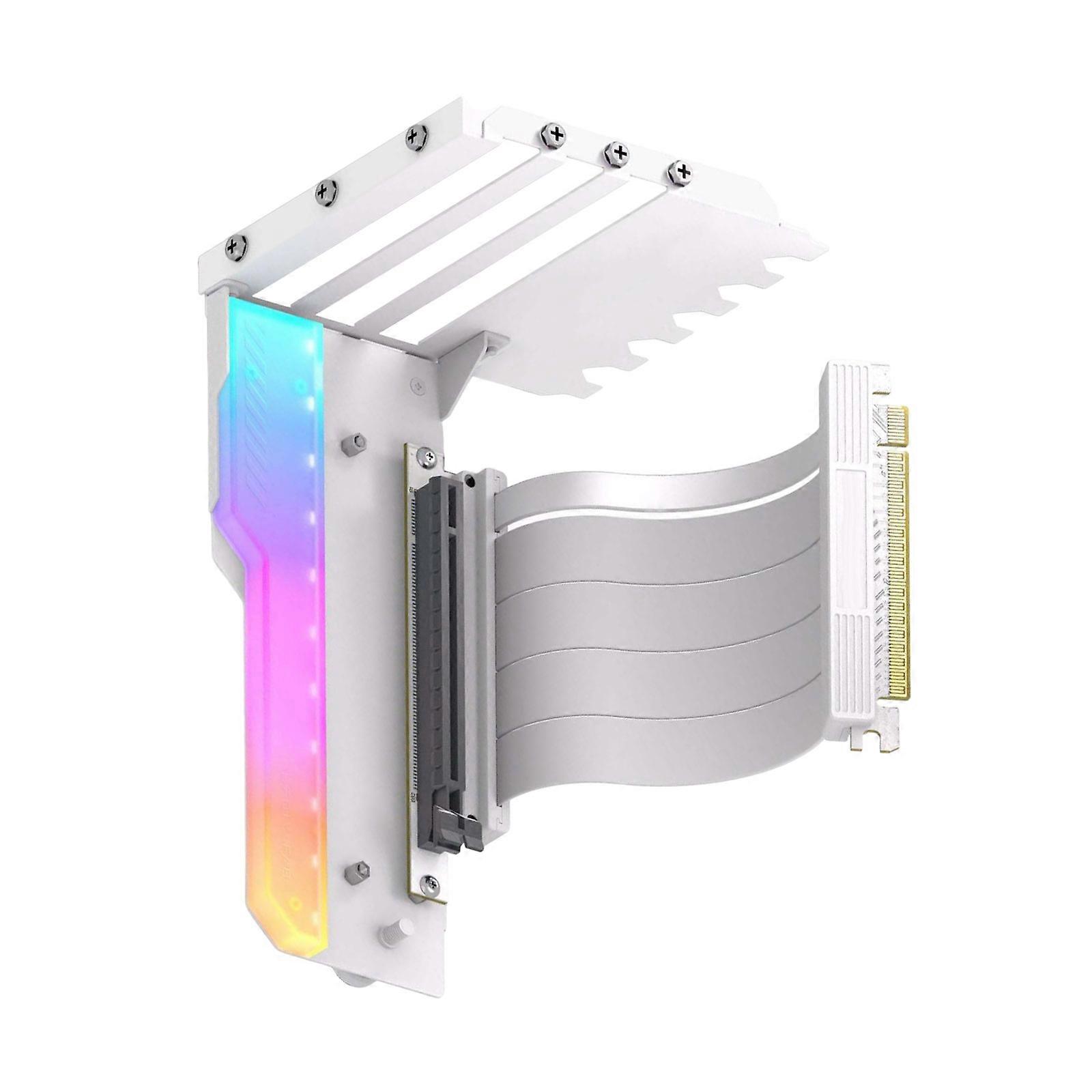 Vertical GPU Bracket Holder with PCIe4.0 X16 Gen4 Cable ARGB Module Optimizes Air Circulation Customizes Computer  White