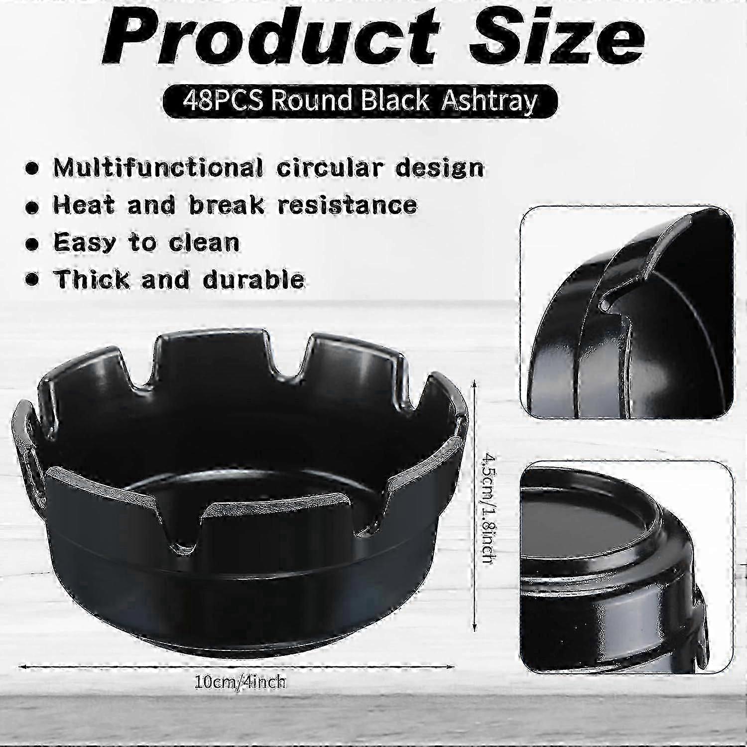 Round Black Plastic Ashtray