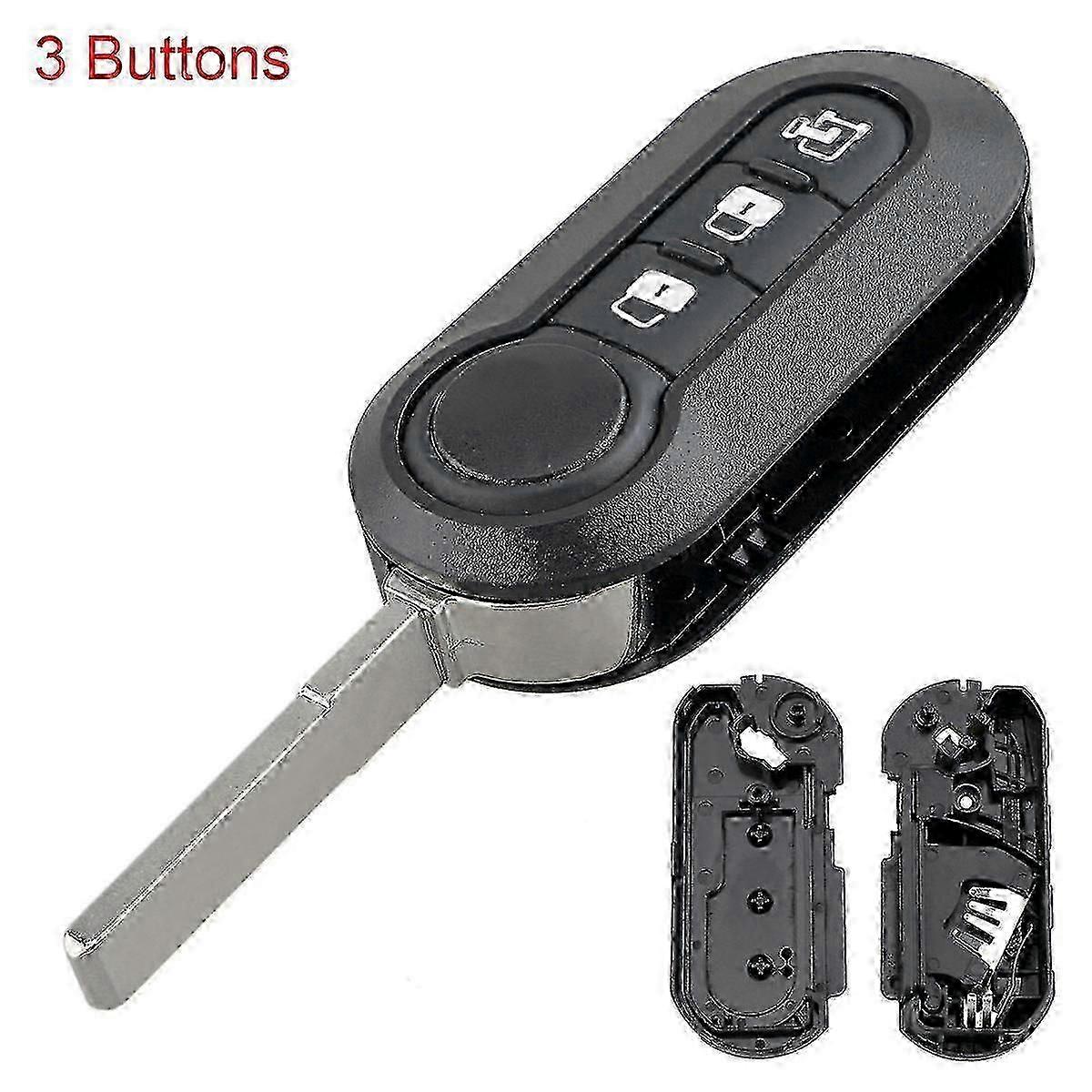 Foldable Key Case for 3-Button Car Remote, Compatible with Fiat 500