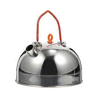 Chaleira de camping em aço inoxidável para ferver água, conjunto de 5 peças, prata.