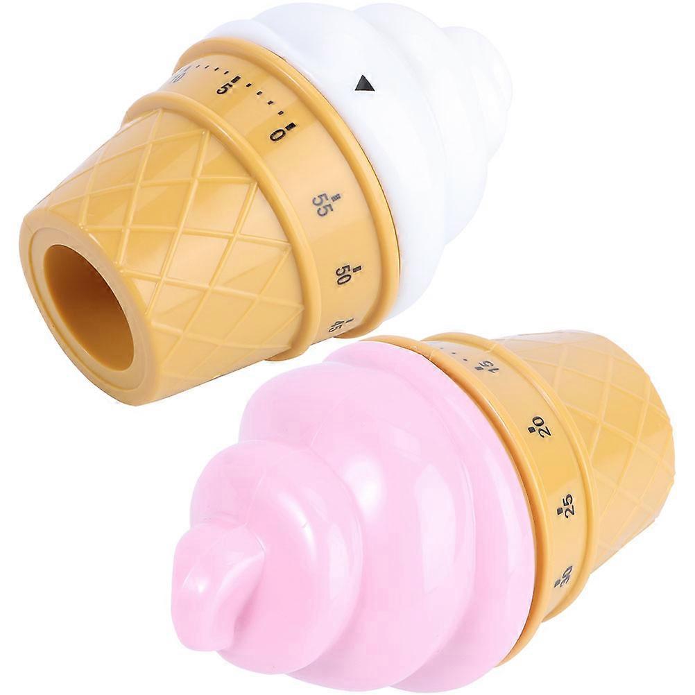 2Pcs Cartoon Timer Plastic Mechanical Timer 60 Minutes Ice Cream Timer Countdown Clock