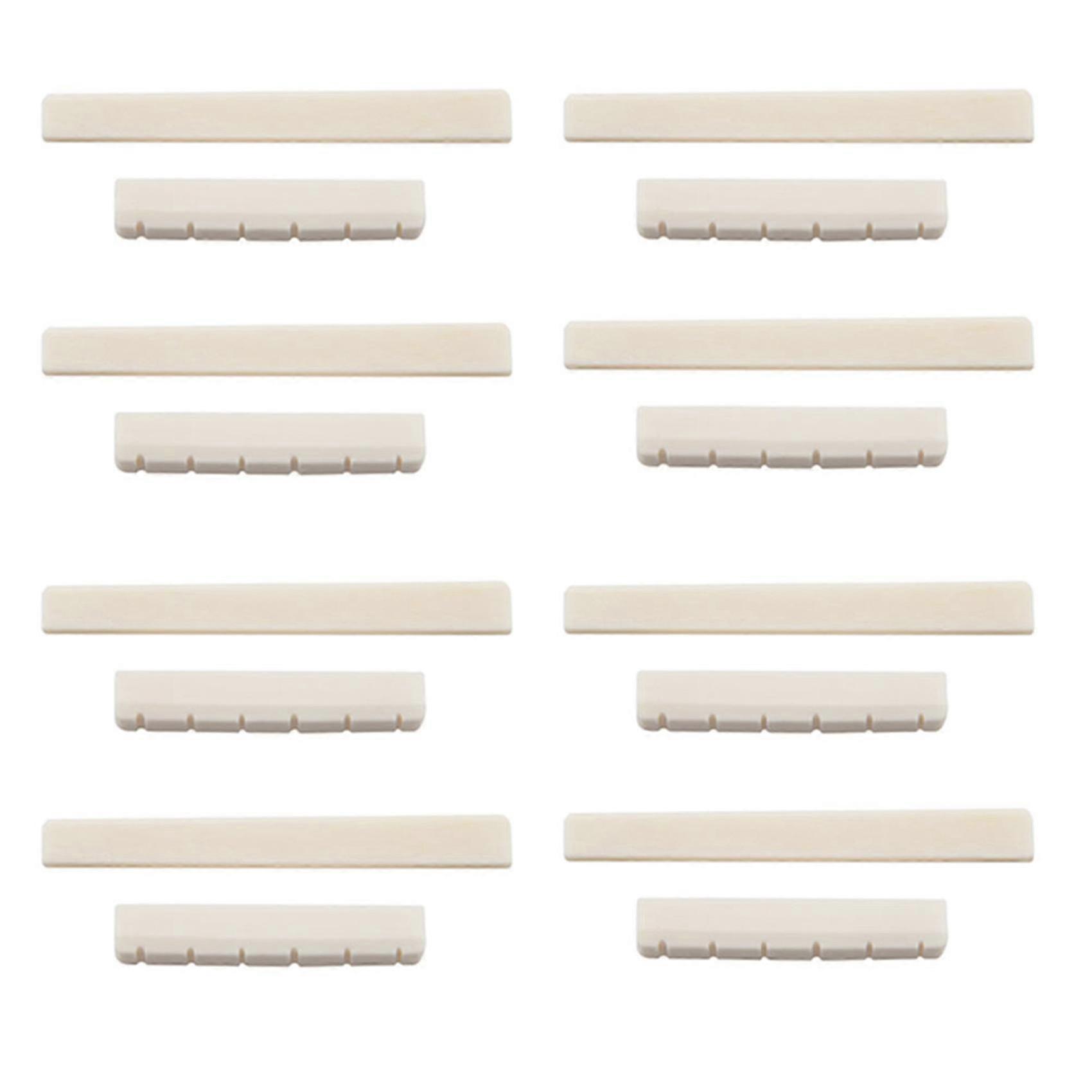 8X Classical Guitar Bone Slotted Saddle Nut Set