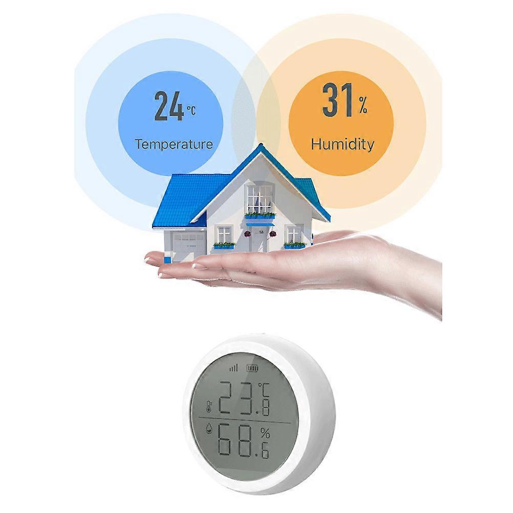 Wireless Temperture Heat Detector App Temperature Humidity Sensor without Battery (White)