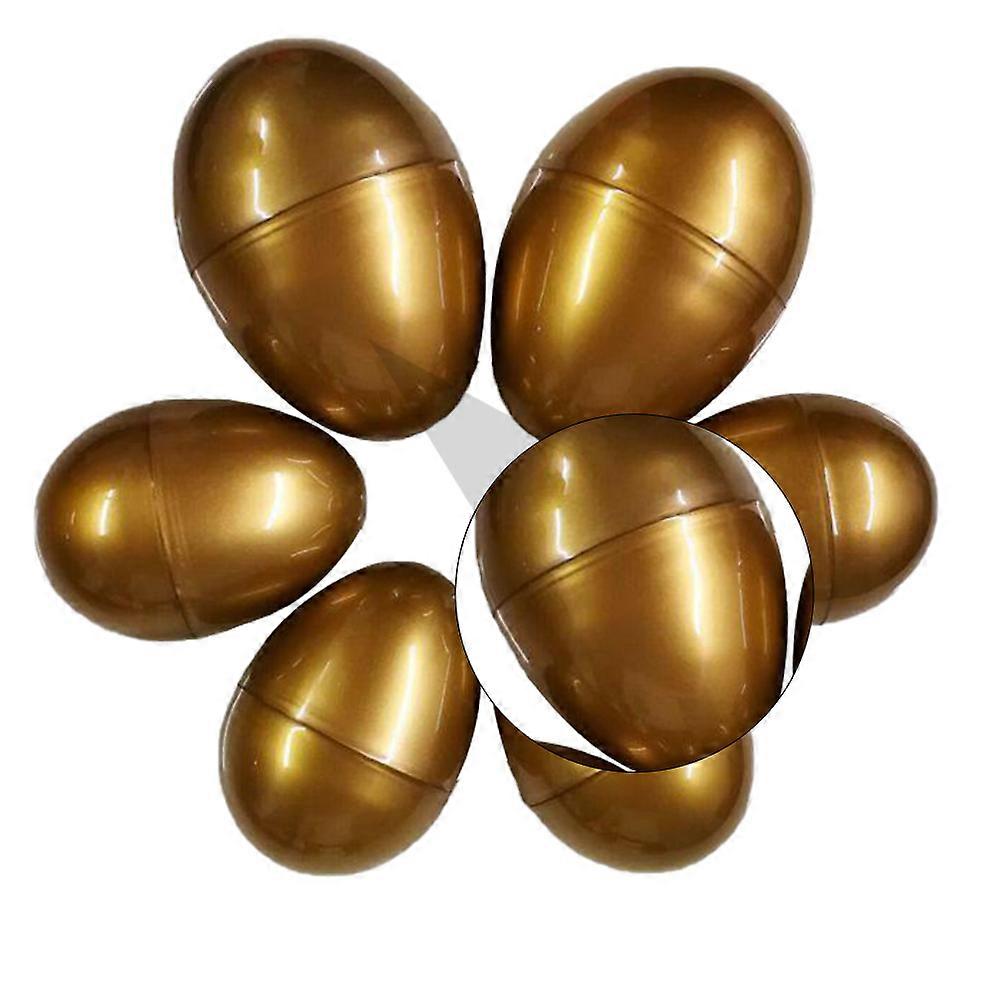 Plastic Golden Easter Eggs Empty Shells for Easter Party 6Pcs