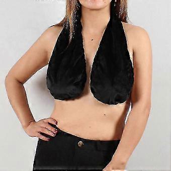 Damen-Tata-Handtuch-BH, Crop-Neck-Wickel-Dessous, einfarbiger Samt-Polyester, bequeme Loungewear