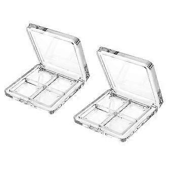 2pcs Clear 4 Grids Empty Eyeshadow Pallet DIY Cosmetic Storage Container
