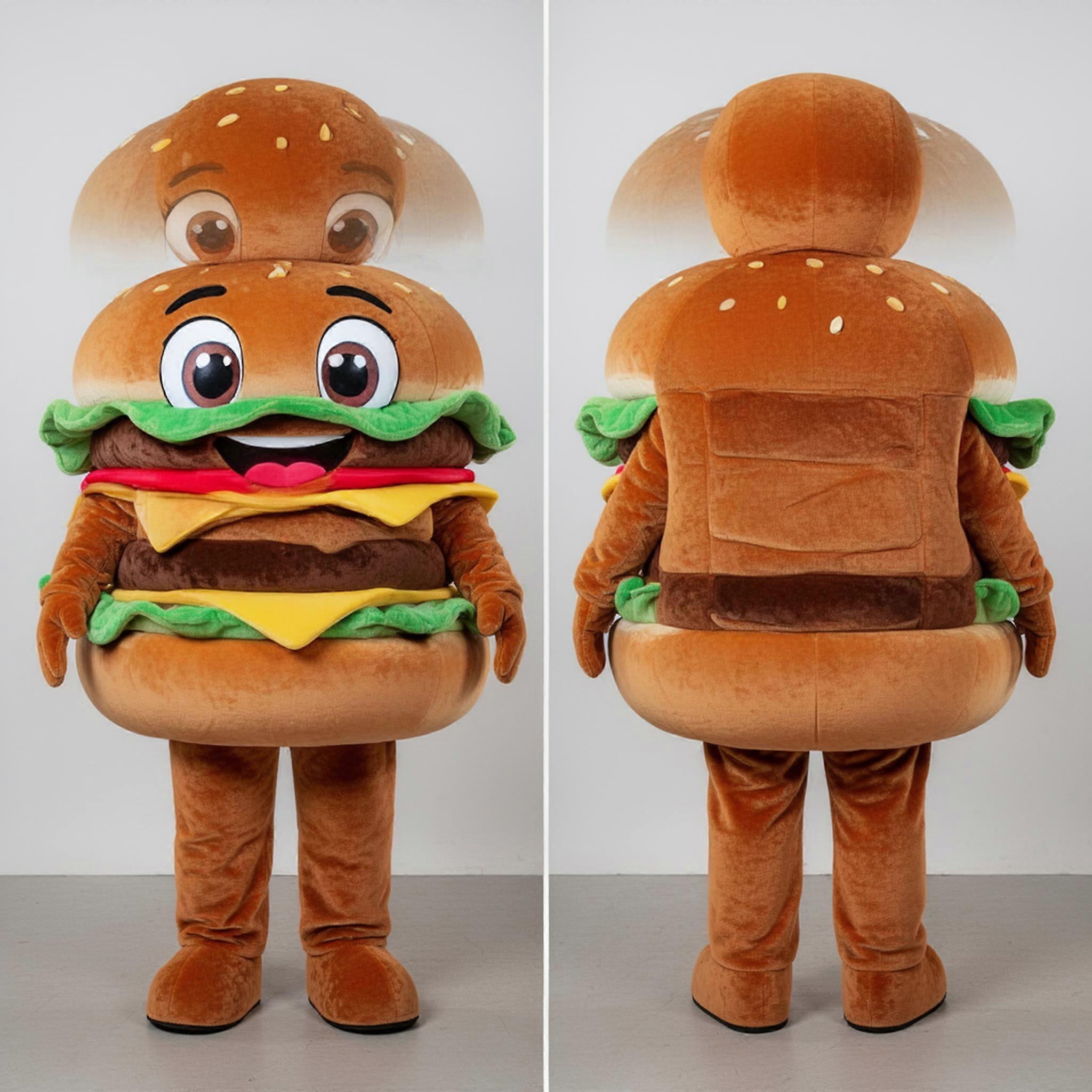 MASTICOT Rust Brown Padded Hamburger Mascot