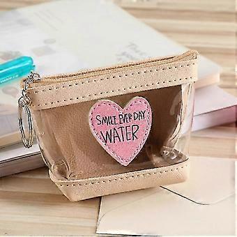 Coin Purse Transparent PU Zipper Closure Letter Pattern Women's for Coins Keys Cards Lipstick