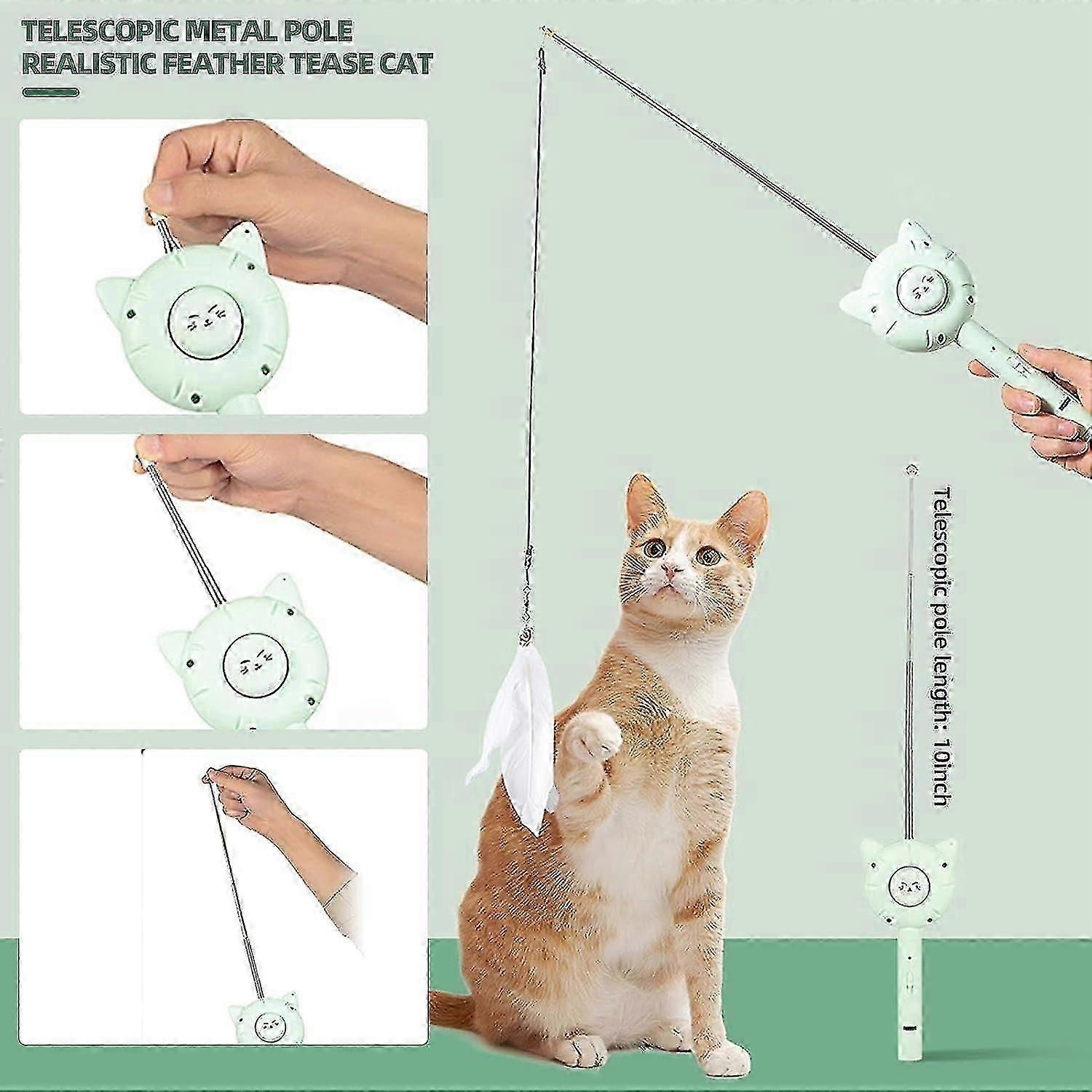 Interactive Cat Toys, Multi-function Cat Toy Handy Comb, Patterns, Retractable Cat-teasing Wand With Cat Brush OCD