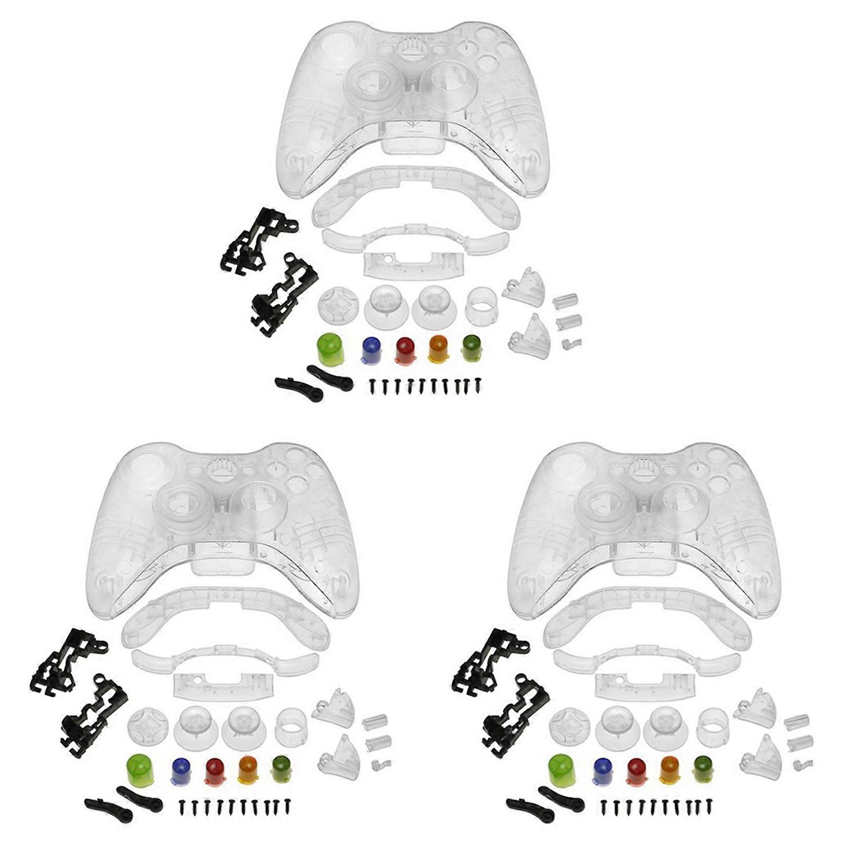3X Crystal Shell Compatible with Microsoft Xbox 360 Wireless Controller , Clear