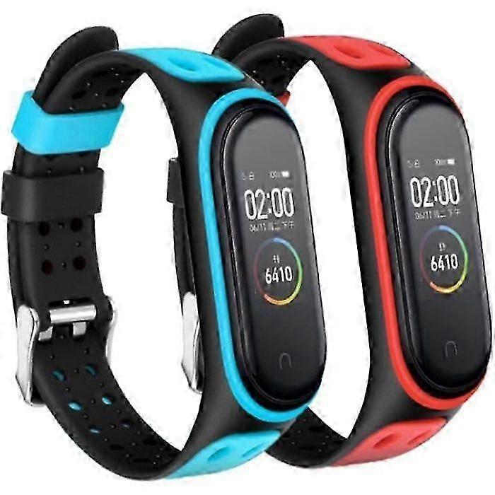 2-Pack Double-Color Silicone Strap, Replacement Accessory Compatible with Xiaomi Mi Band 5