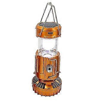 Solar Lantern Powered Light & Fan - 6 in 1 Portable Foldable Rechargeable Camping Lamp with Fan, Charging Station