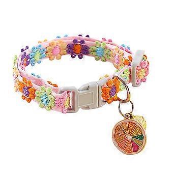 Breakaway Cat Collar with Bell and Pendant, Adjustable Lace Flower Design for Female Cats