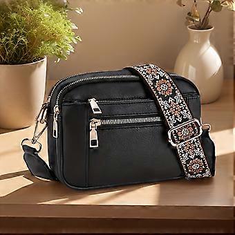 Women's Vintage Quilted Color Block Crossbody Bag, Synthetic Leather Square Shoulder Purse with Adjustable Strap and Zipper Closure