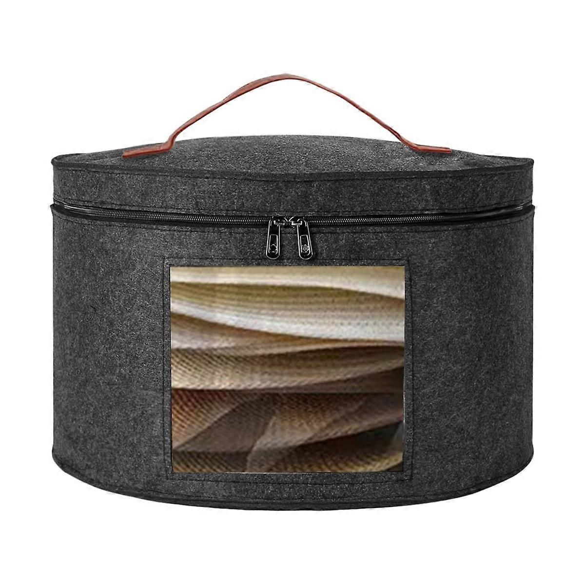 Round Foldable Hat Box Felt Grey
