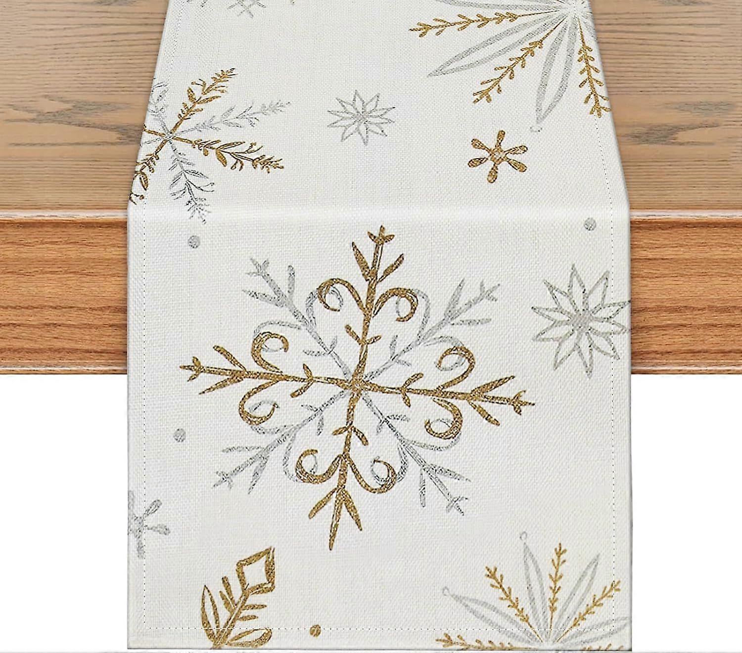 White Winter-Themed Table Runner