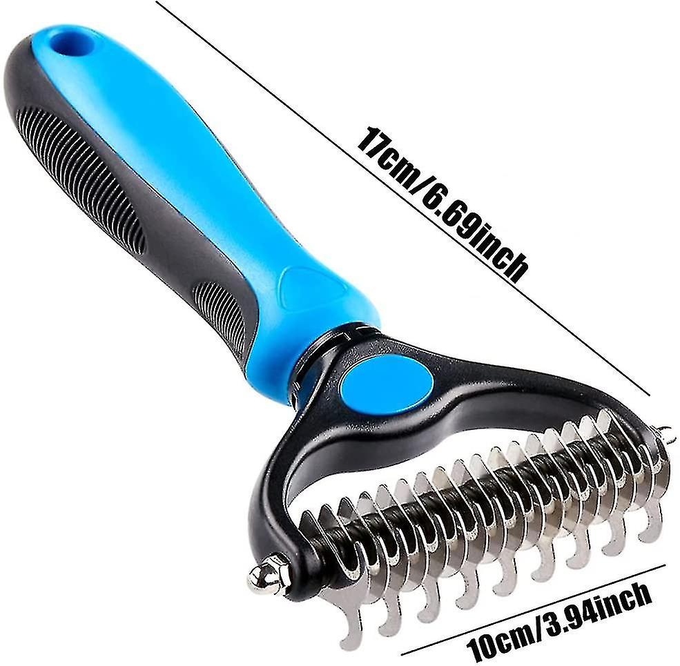 2 ב 1 כלי טיפוח לחיות מחמד הסרת מסרק כלבים חתולים 2 צד מעיל תחתון מגרפה Deshedding כלי