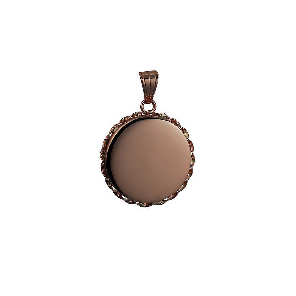 9ct Rose Gold 25mm plain twisted wire edge flat round Locket