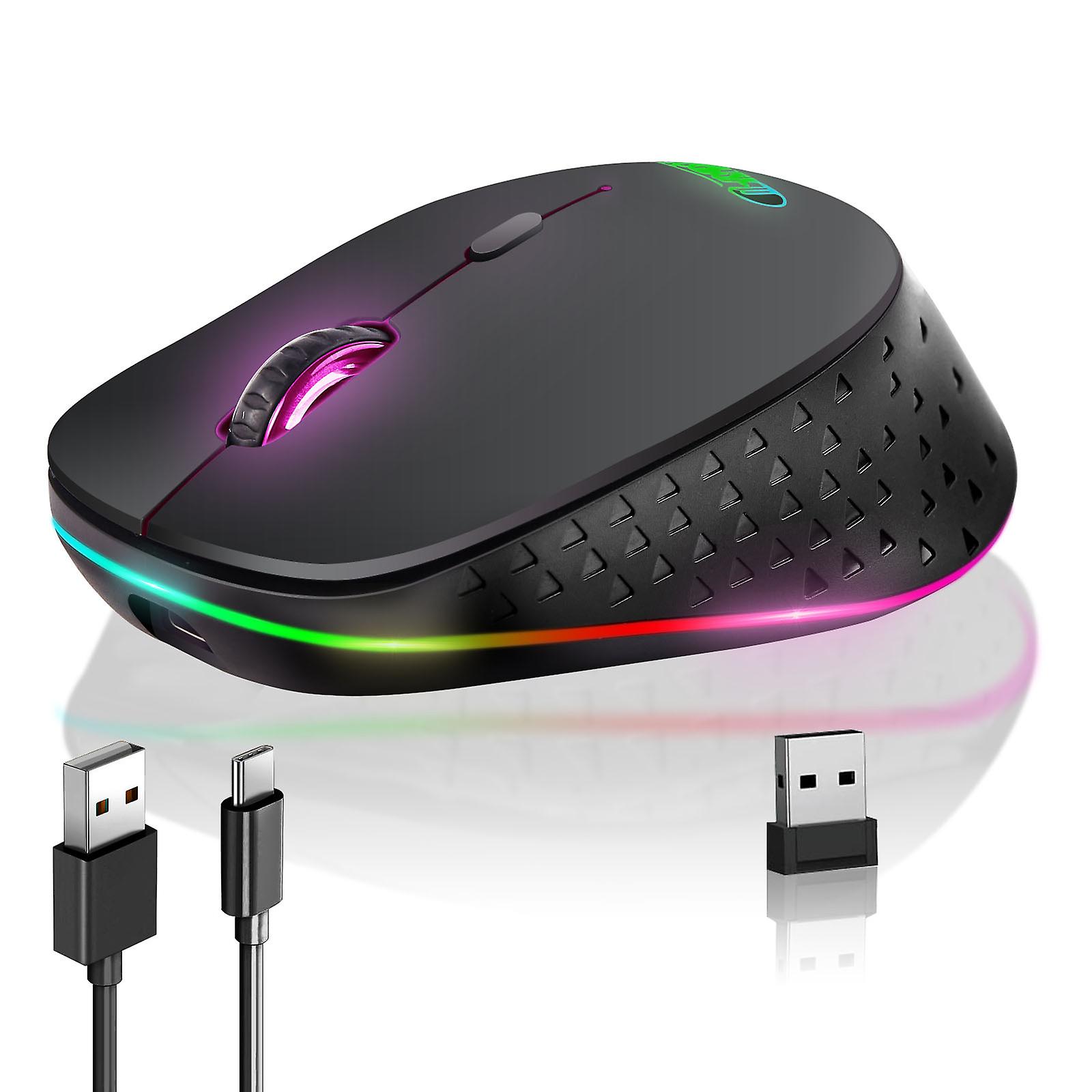 Wireless Dual Modes 2.4G Gaming Mouse Rechargeable 3 Adjustable DPI RGB Mouse