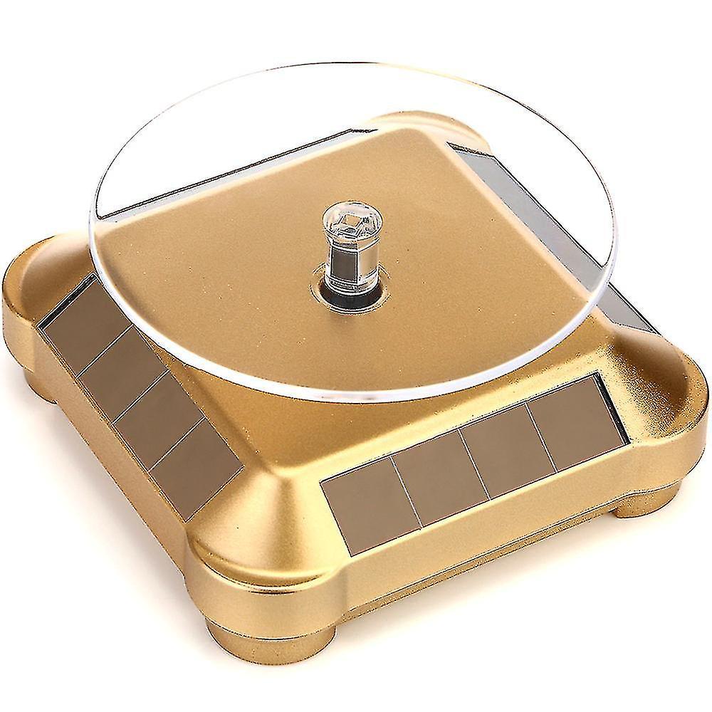 Solar Display Stand Turntable, Battery Double Used Rotating Display(gold)