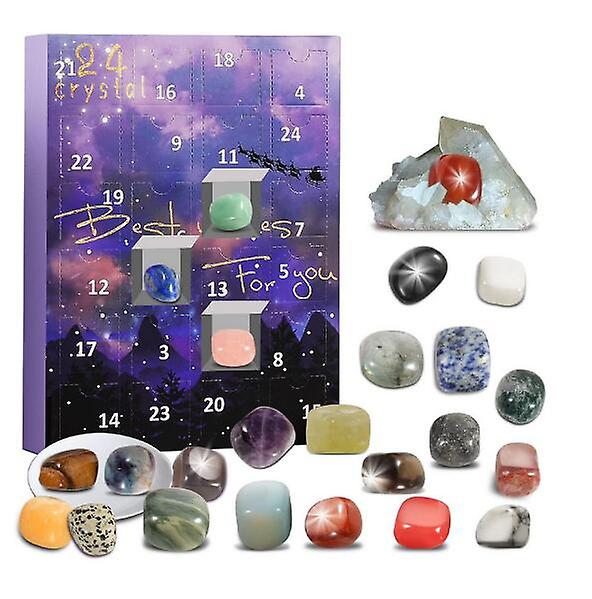 تقويم المجيء 2022 الصخور ، 24 يوما الكريستال الطبيعي العقيق الحجر المعادن والحفريات مجيء التقويم بلورات عيد الميلاد