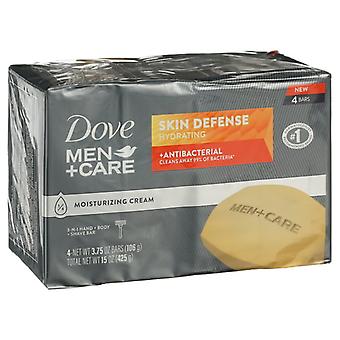 Dove Men+care Skin Defense Hydrating Antibacterial 3-n-1 Hand, Body And Shave Bar, 3.75 Oz, 4 Pack