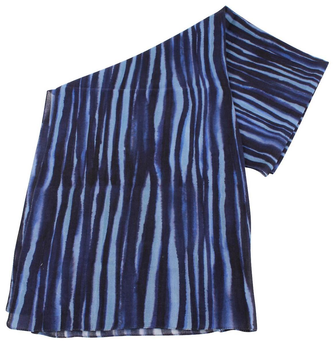 バッサン、茶色標本抽象コットン スカーフ - ブルー/ライラック/スカイ