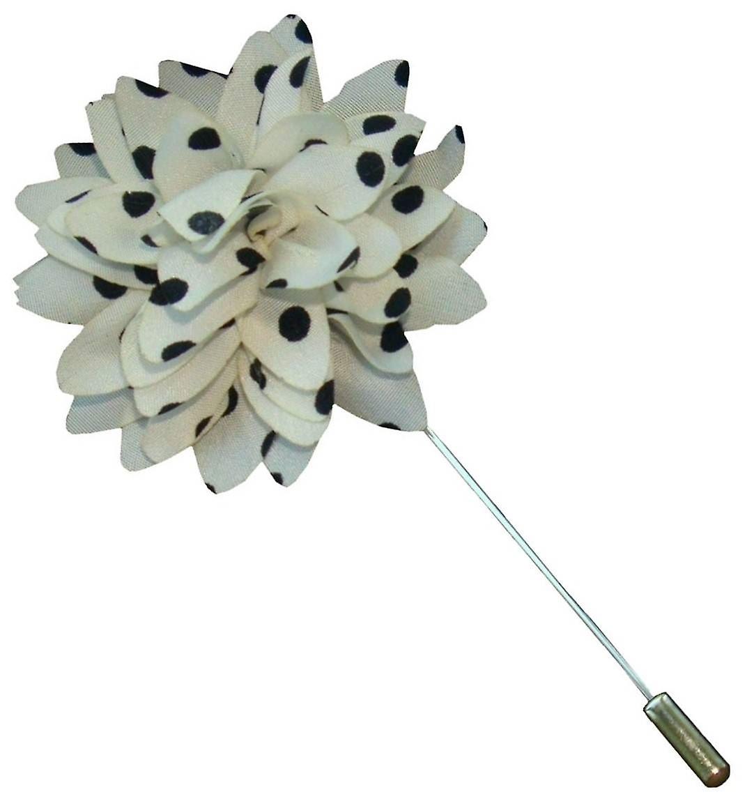 Bassin and Brown Spotted Flower Jacket Lapel Pin - White