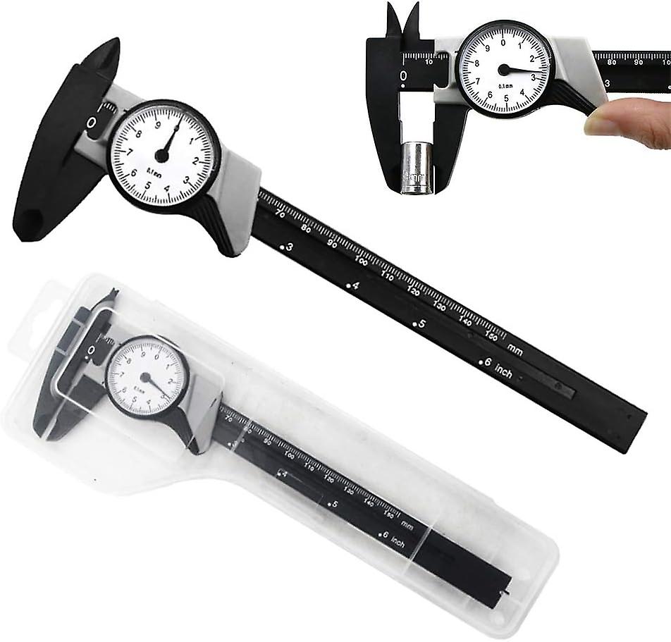 150mm/6 Inch Dial Plastic Caliper Measuring Gauge Micrometer Measuring Ruler Tool