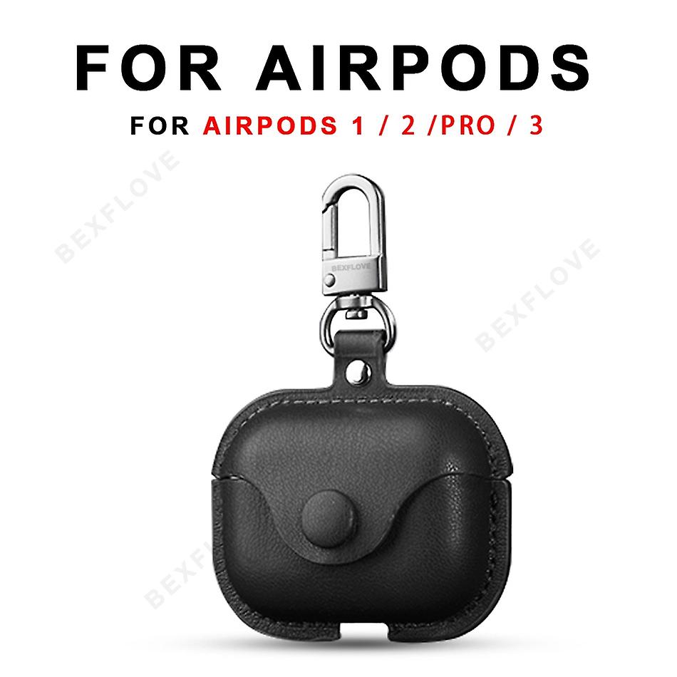 Earphone Case For Airpods 3 2 Pro Case Luxury Genuine Leather Cover For Apple Air Pods 2 3 Pro Headphone/earpods Accessories Bag-for Airpods 1 2