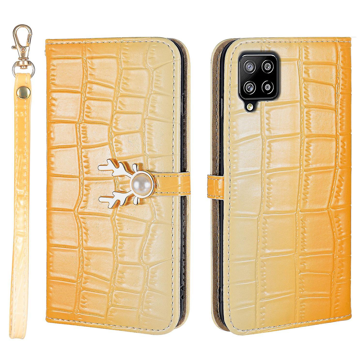 Elk Pattern Phone Case For Samsung Galaxy M32 With Card Holder, Lanyard, Pu Leather Material, Wallet Function, Corner Fall Protection
