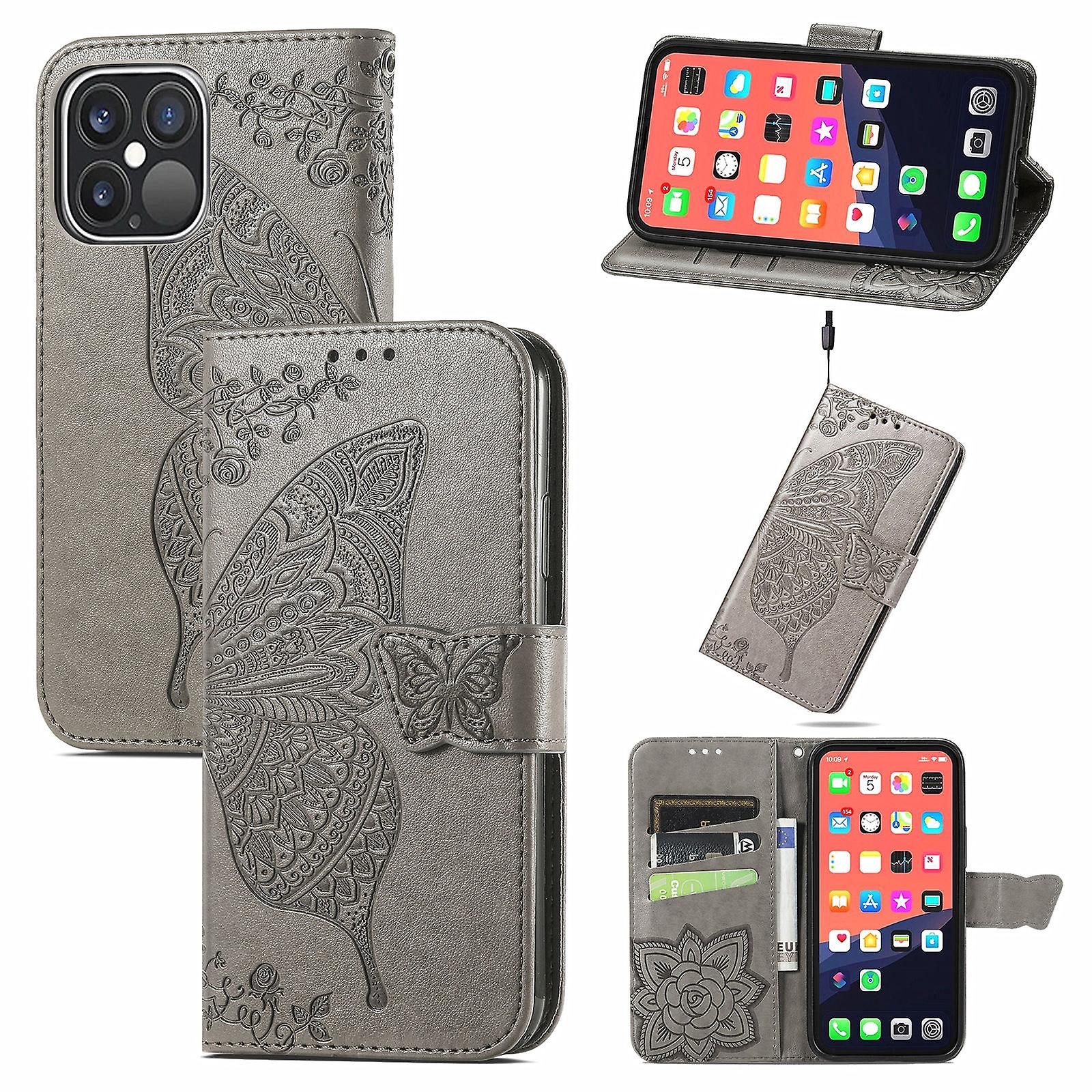 Butterfly Love Flower Leather Case For iPhone 13 Pro