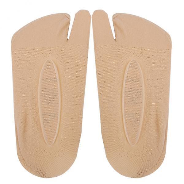 4xPair Damen Two Toes Socken Bootssocken Nude