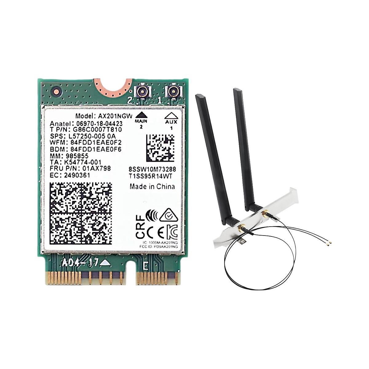 AX201NGW WiFi Card with Antenna 2.4 Ghz+5Ghz WiFi 6 3000Mbps M.2 CNVio2 Bluetooth 5.1 WiFi Network