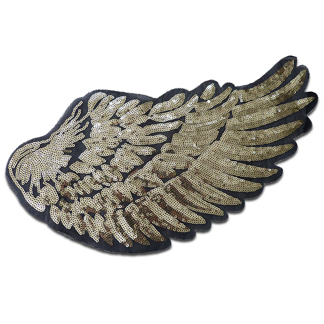 Patch – XXL wings with sequins right – gold – 35,5x25cm - Iron-on patches