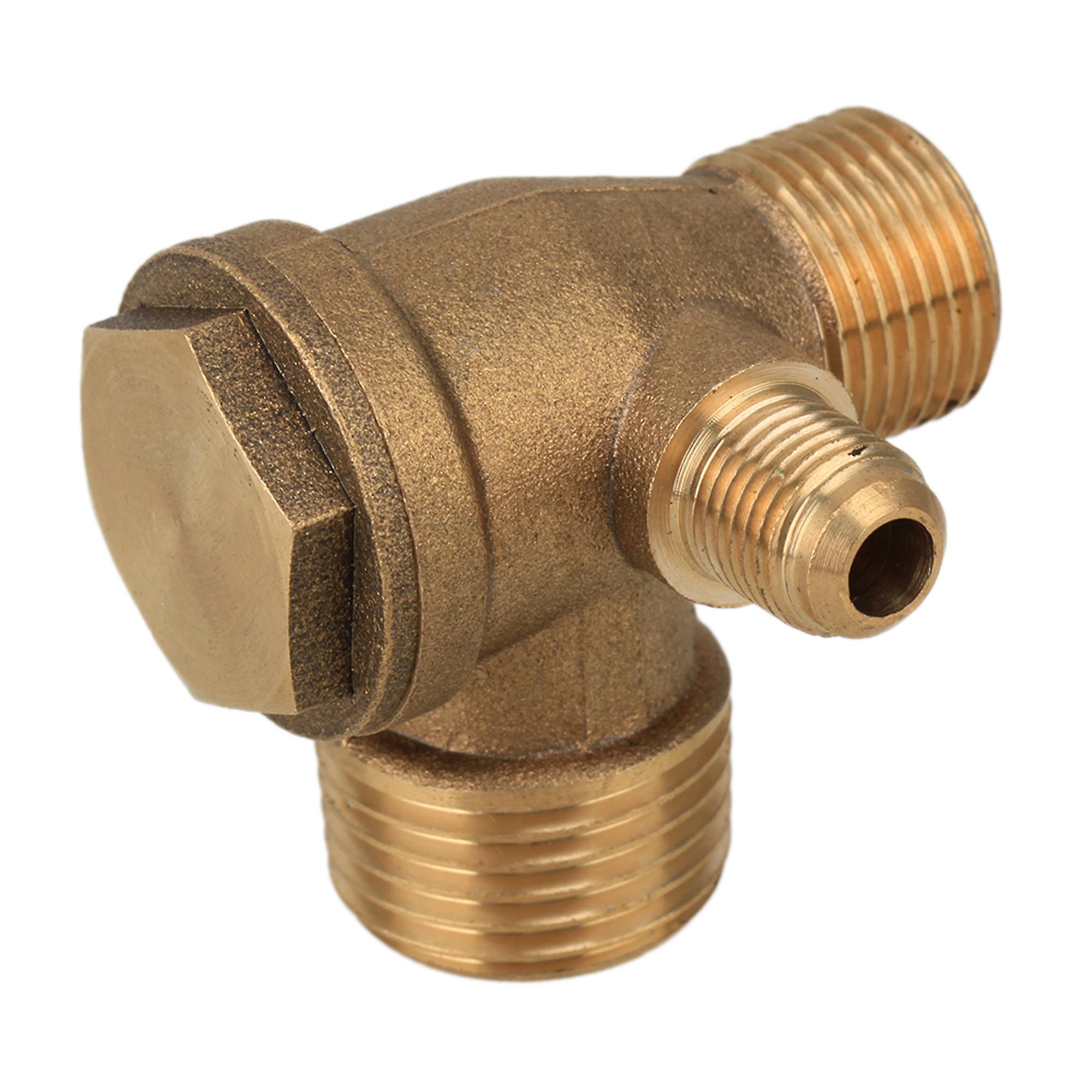 Brass Male Thread Direct Air Compressor Check Valve Gold Tone 18mm Hex