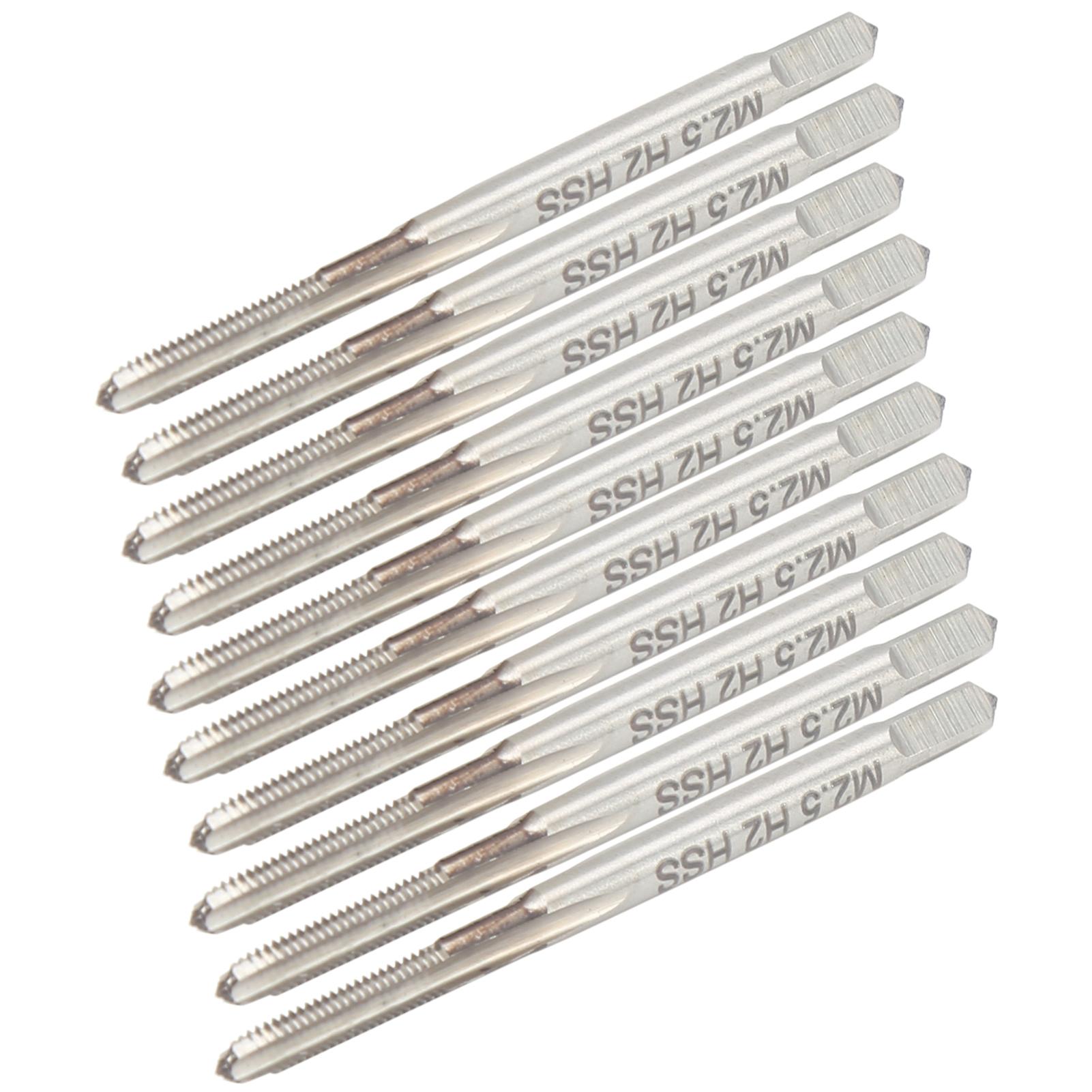 10pcs HSS Thread Tap High Hardness Machine Tapping Thread Drill Bits M2.5 x 0.45 H2
