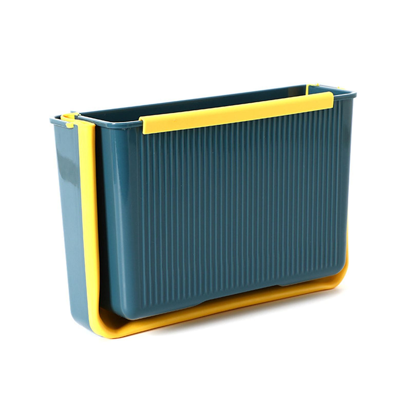 Foldable and durable wall-mounted trash can, large capacity, ideal for kitchen or home, blue