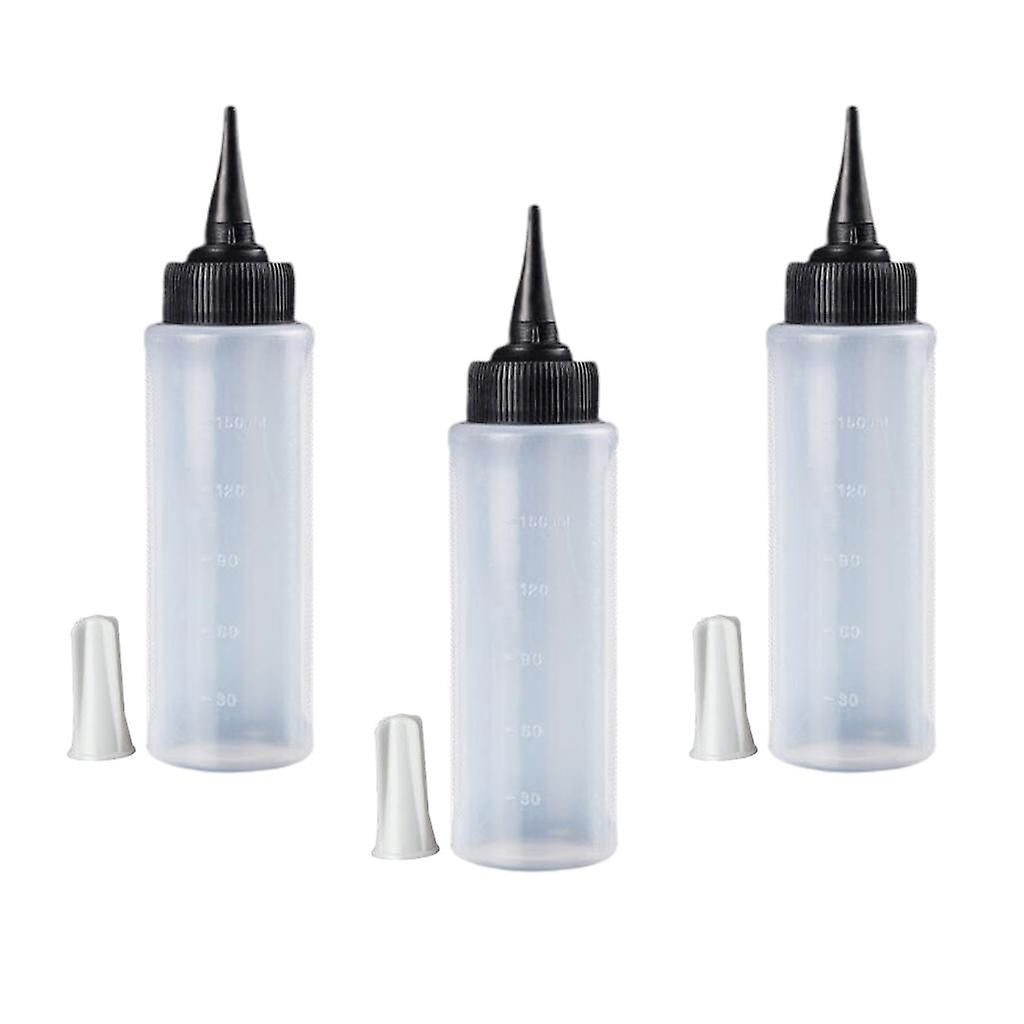 3Pc 150ml Empty Plastic Salon Hair Color Measuring Tinting Applicator Bottle