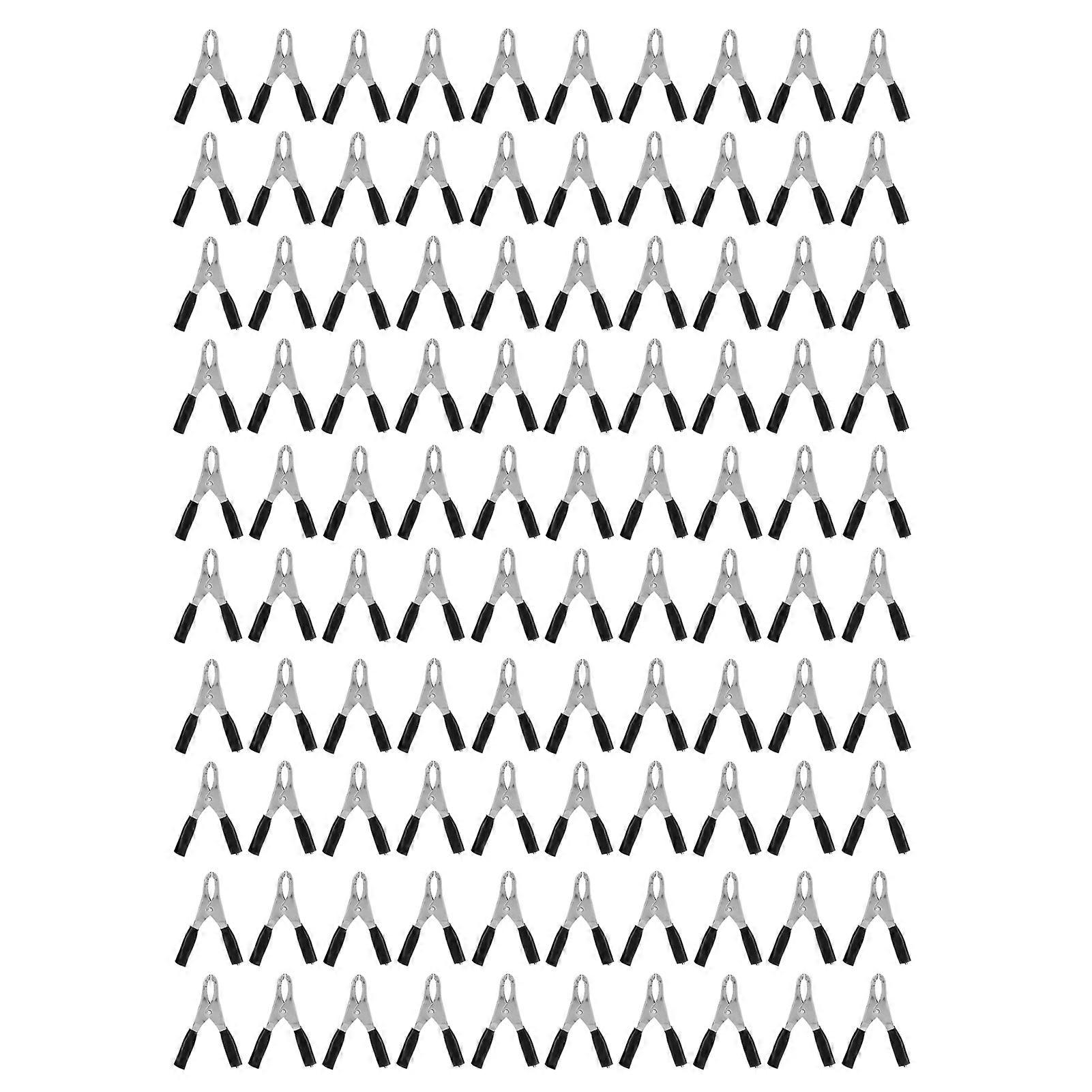 100PCS Insulated Clip 20A High Accuracy Process Elasticity with PVC Insulating Sheath for Experimental Test WireBlack