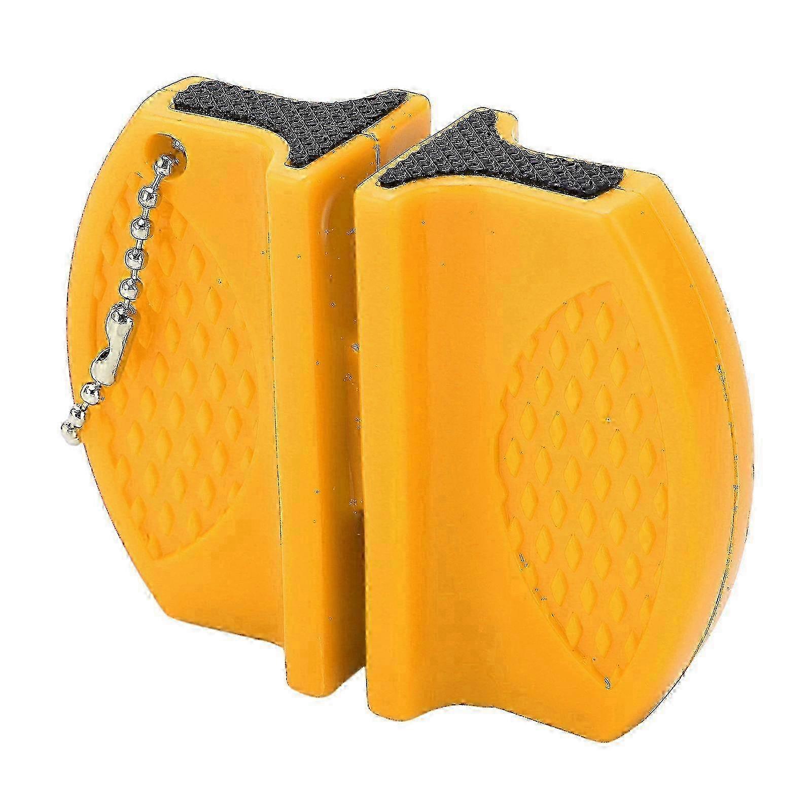 Portable Mini Knife Sharpener Multifunctional Double Sided Portable Knife Sharpener for Outdoor UseYellow