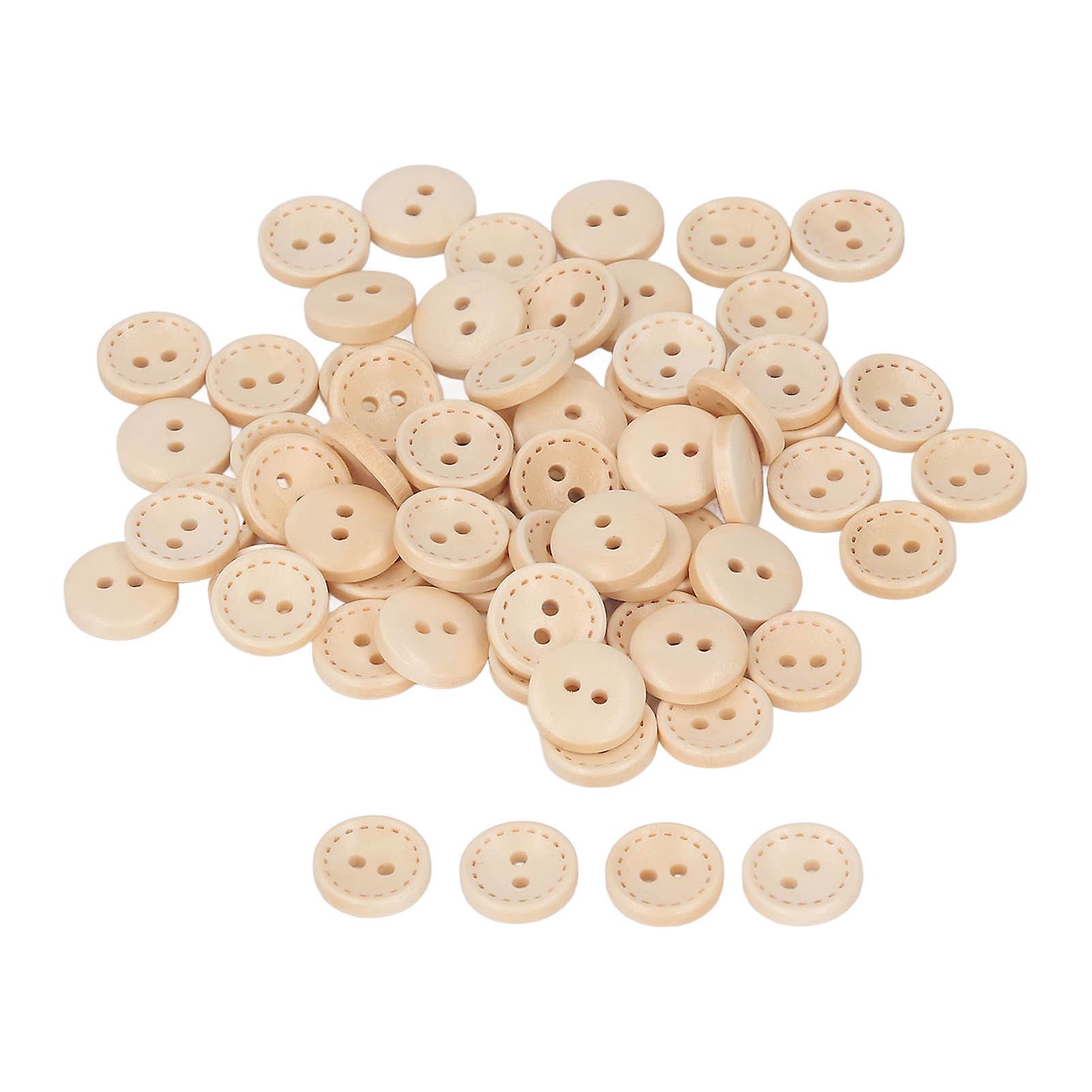 100pcs Wooden Buttons DIY Production Retro Fashion Style Round Buttons Craft Buttons for Craft Sewing Scrapbook
