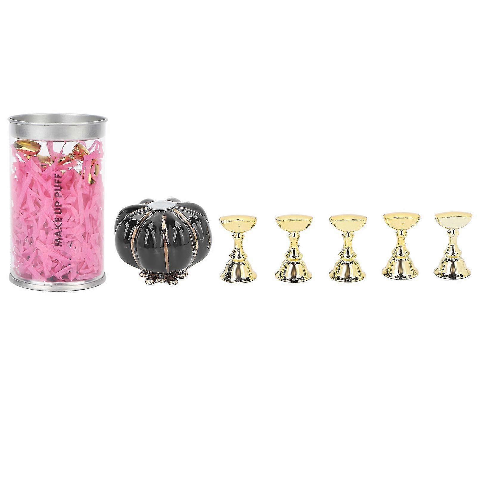 Ceramic Pumpkin Shape Nail Display Stand, Magnetic Nail Tip Practice Holder