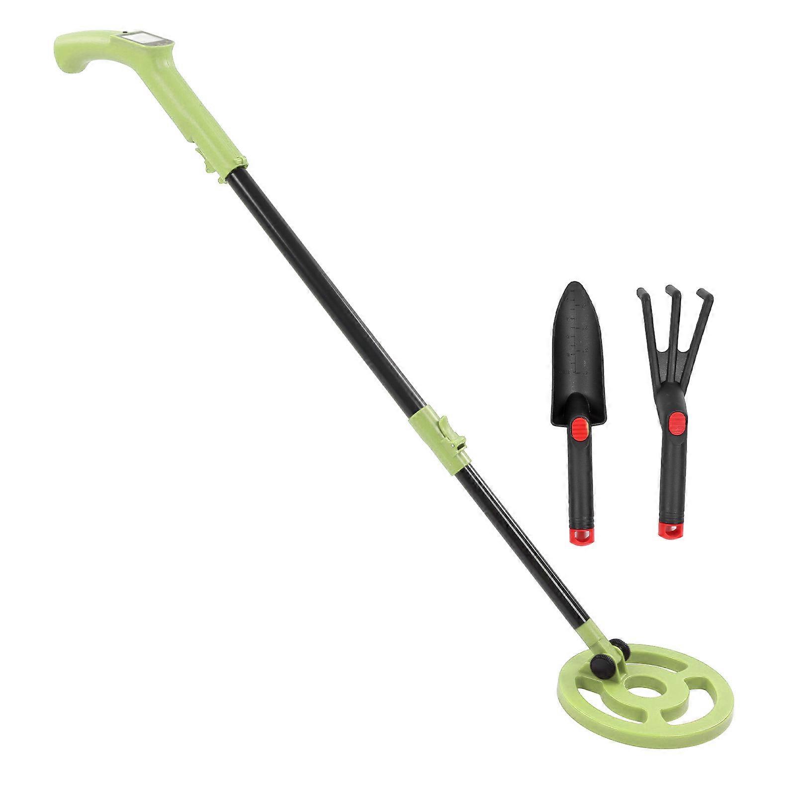 Metal Finder Metal Detector Pinpointer Coin Finder High Accuracy Tool for Inspection Searching Nature Exploration(Green Detector Rake Shovel)