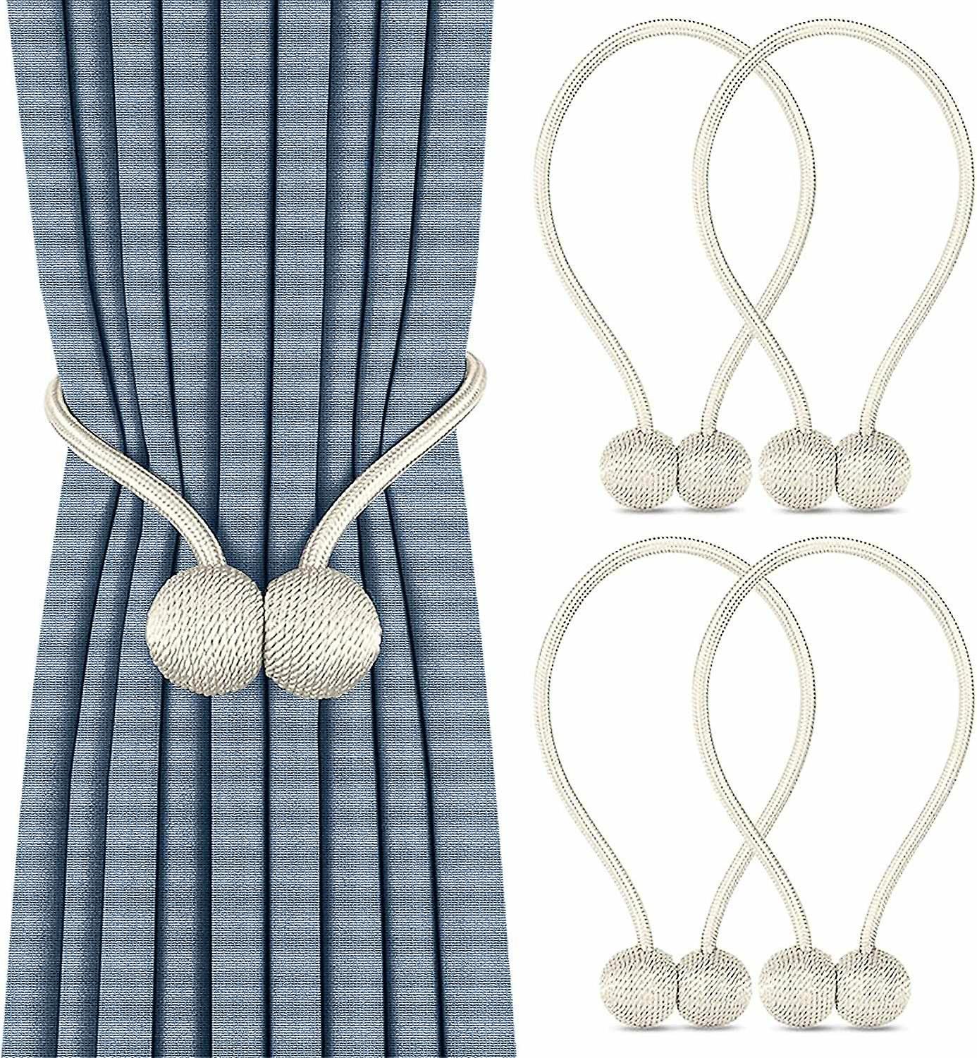 Set of 4 Curtain Tiebacks, Magnetic Curtain Tiebacks Magnetic Braiding Curtain Tiebacks Buckle for H