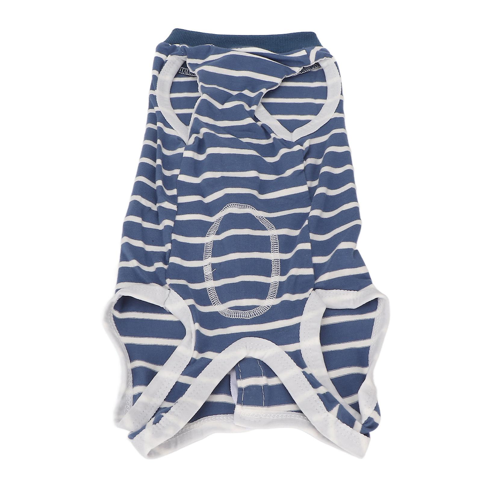 犬の回復スーツ伸縮性があり通気性調節可能なカラーストライプペットポスト手術シャツ腹部の傷のためのS