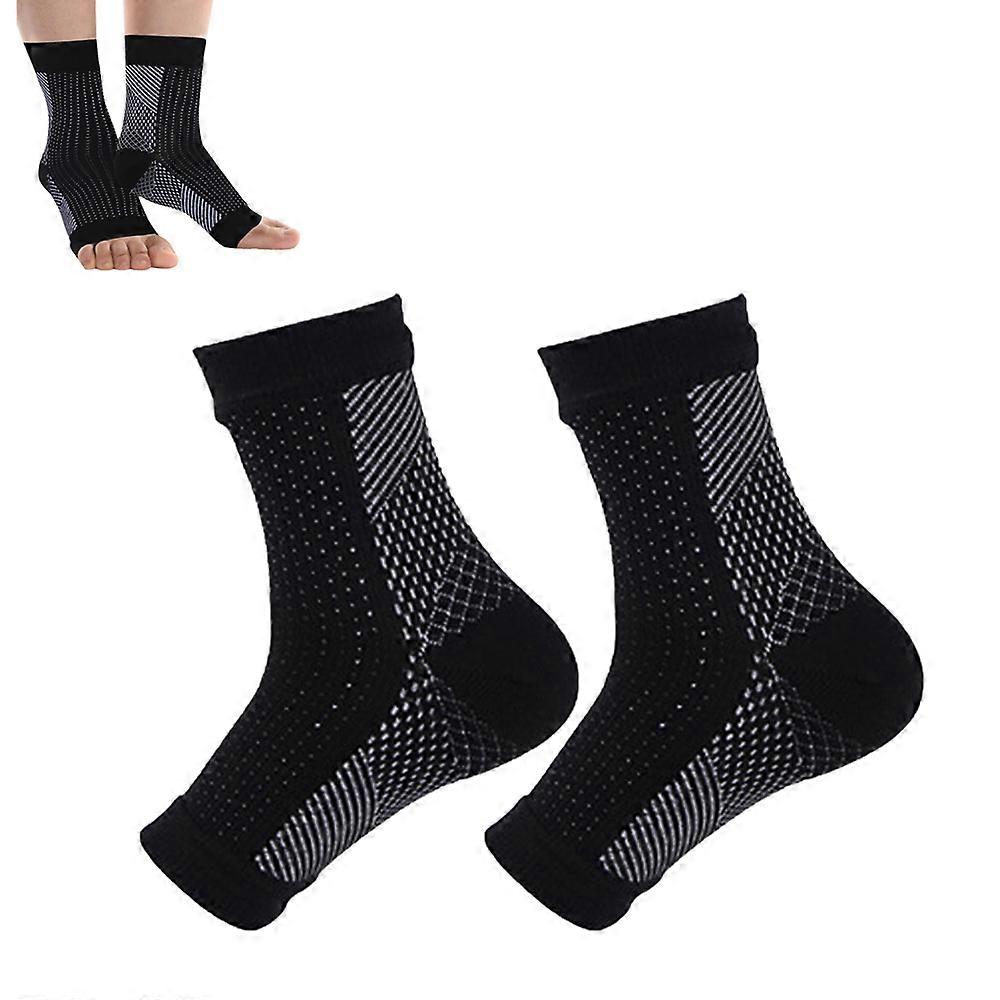 Ankle Brace Compression Sleeve Open Toe Arch Ankle Support Foot Sock -Black